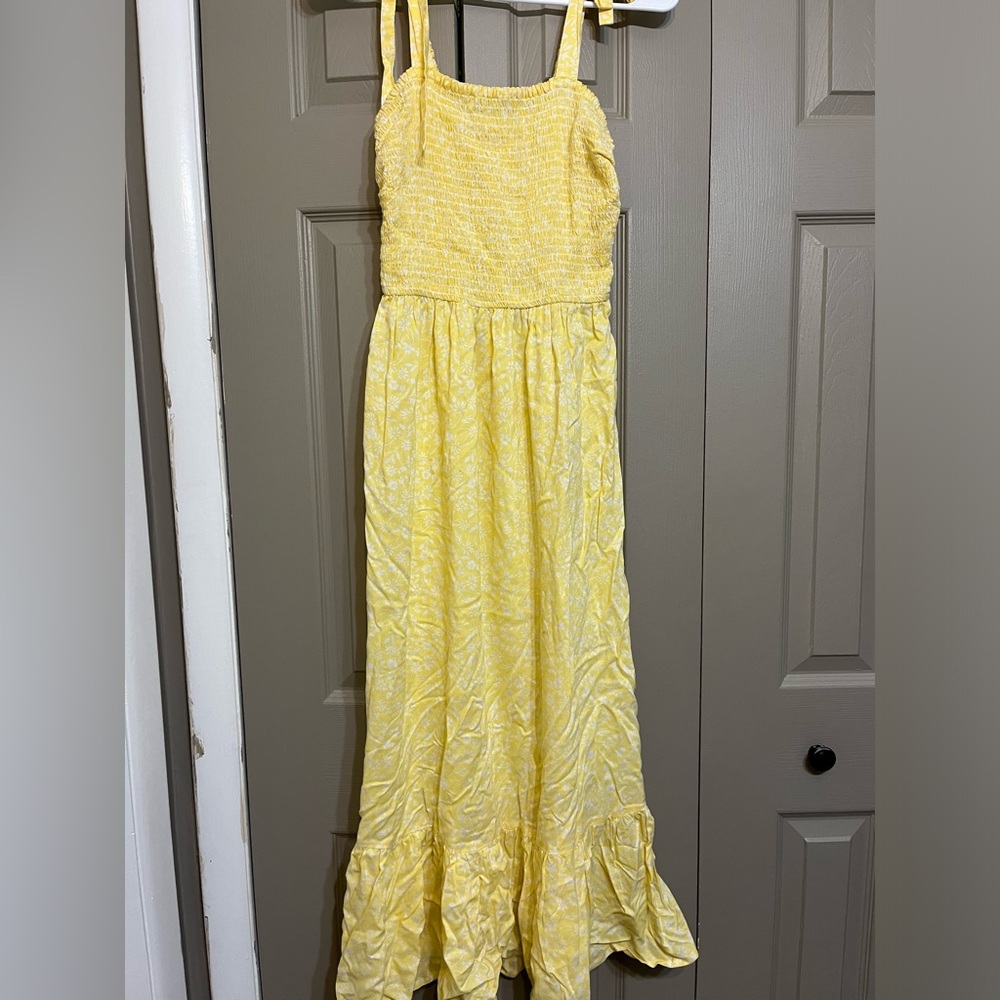 Yellow floral dress tie straps
